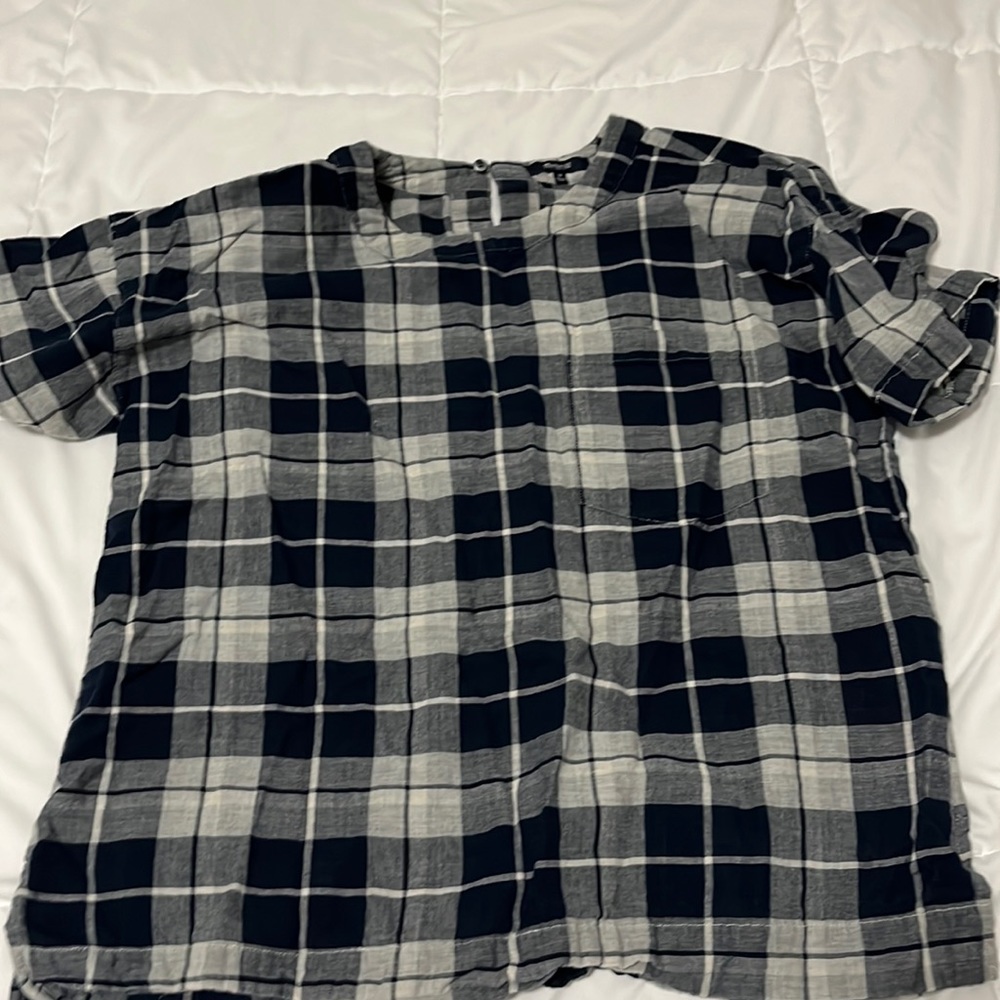 Madewell M blue plaid shirt